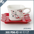 180CC 12pcs porcelain square coffee cup and saucer, sliver design cup set, small cup set